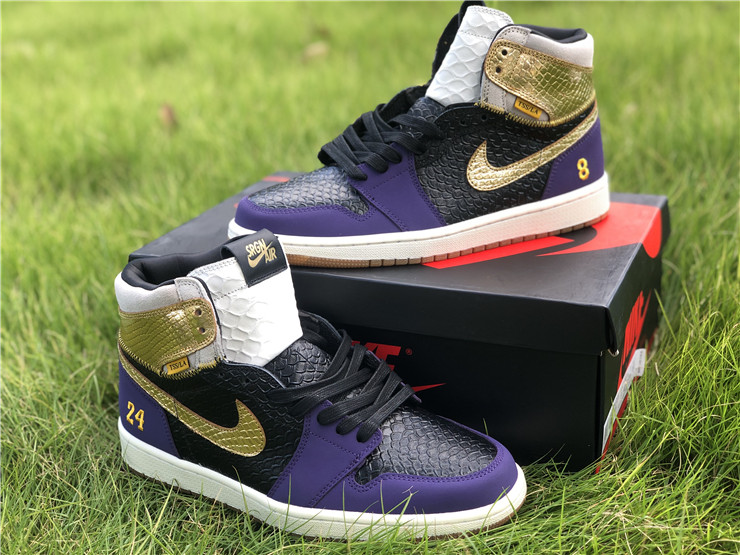 Air Jordan 1 Lakers Black Purple Gold